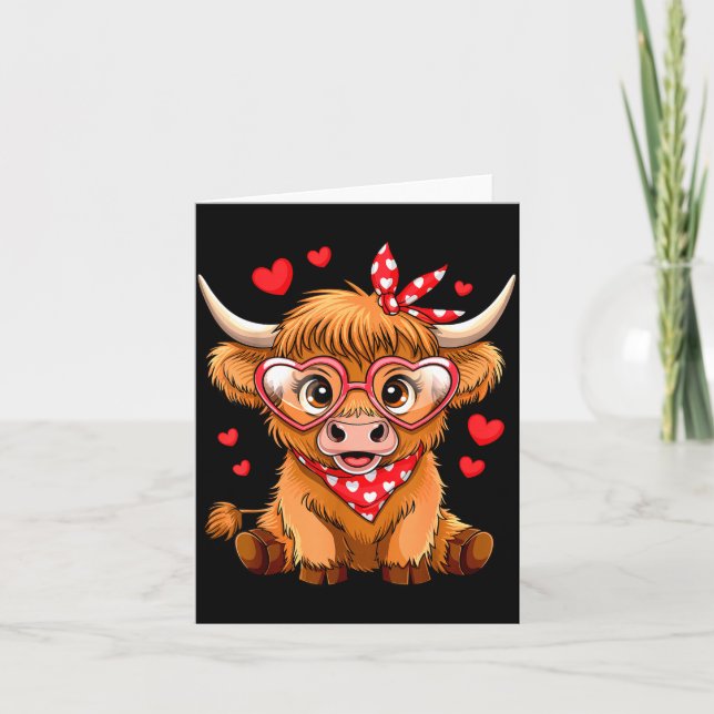 Highland Cow Valentines Day Funny Hearts Valentine Karte (Vorderseite)