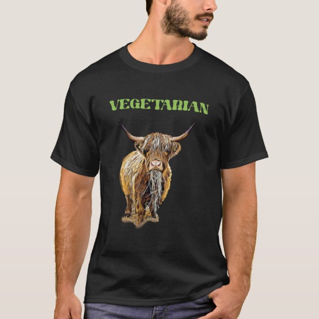 Highland Cow  Vegetarian T-Shirt (Vorderseite)