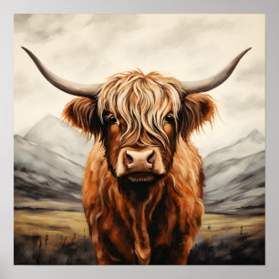 Highland Cow Wall Art Poster
