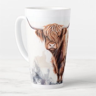 Highland Cow Watercolor Poster Milchtasse