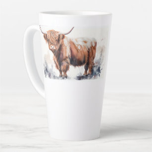 Highland Cow Watercolor Poster Milchtasse
