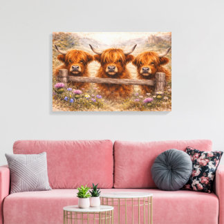 Highland Cow - Watercolour Animals Leinwanddruck