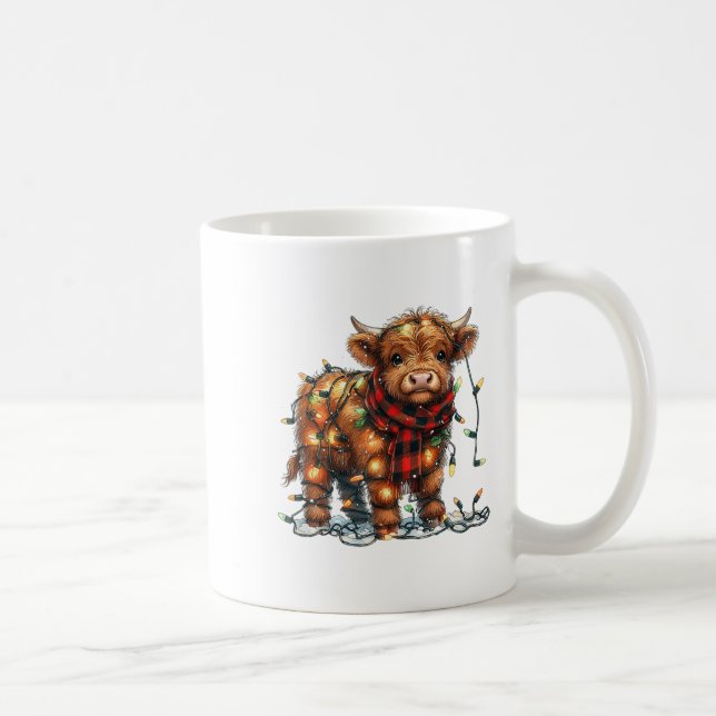 Highland Cow Weihnachten Weihnachten Weihnachtsbau Kaffeetasse (Rechts)