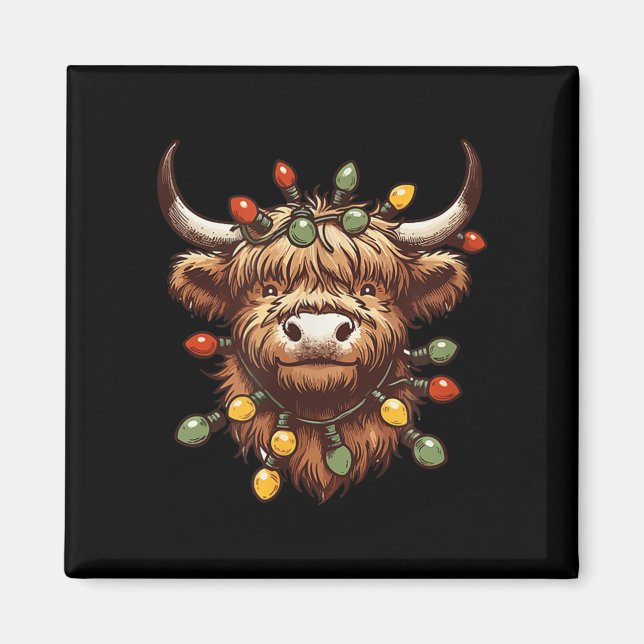 Highland Cow Weihnachten Weihnachten Weihnachtsbau Magnet (Vorne)