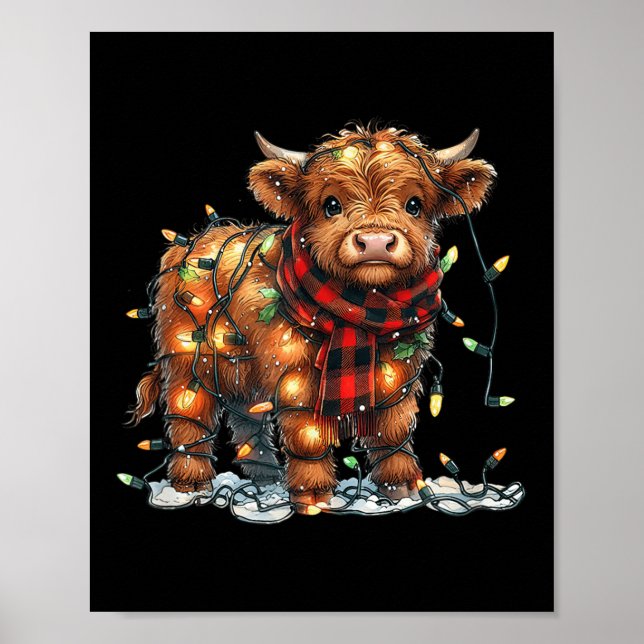 Highland Cow Weihnachten Weihnachten Weihnachtsbau Poster (Vorne)
