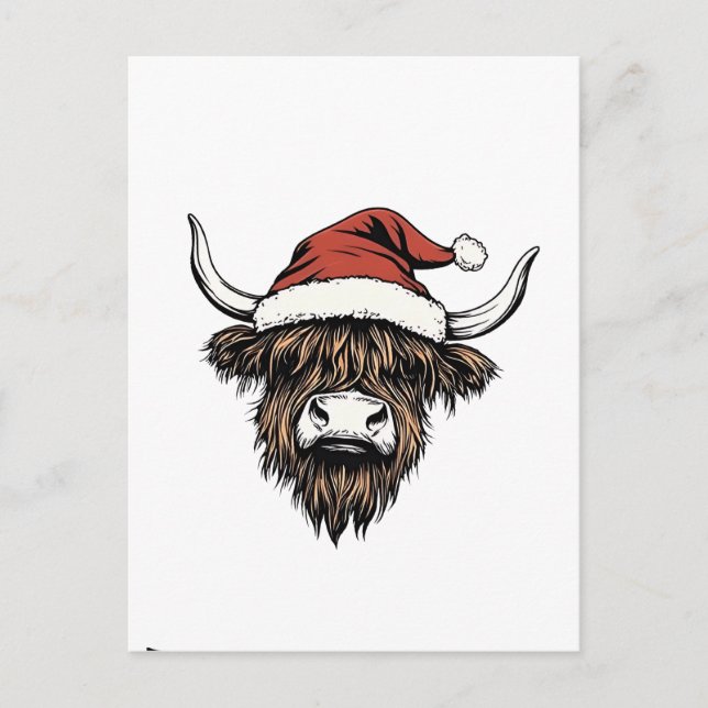 Highland Cow Weihnachten Weihnachtsbaum Weihnachts Einladungspostkarte (Vorderseite)