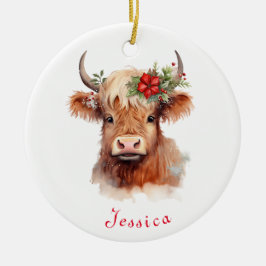 Highland Cow Weihnachtsname Personalisierte Weihna Keramik Ornament