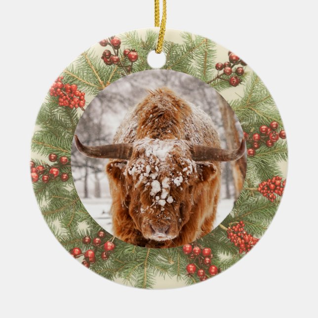 Highland Cow Weihnachtsschmuck (Vorne)