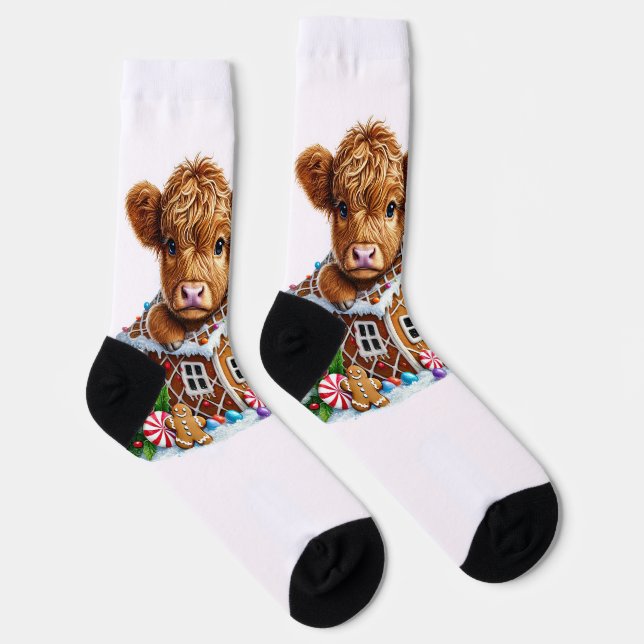 Highland Cow Weihnachtssocken Socken (Rechts)