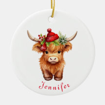 Highland Cow Weihnachtszeit Weihnachtsmannmütze Pe