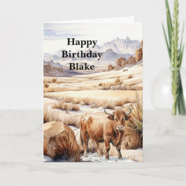 Highland Cow Western Birthday Karte