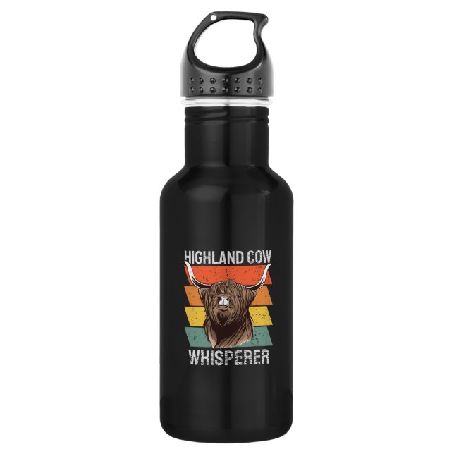 Highland Cow Whisperer Edelstahlflasche (Vorderseite)