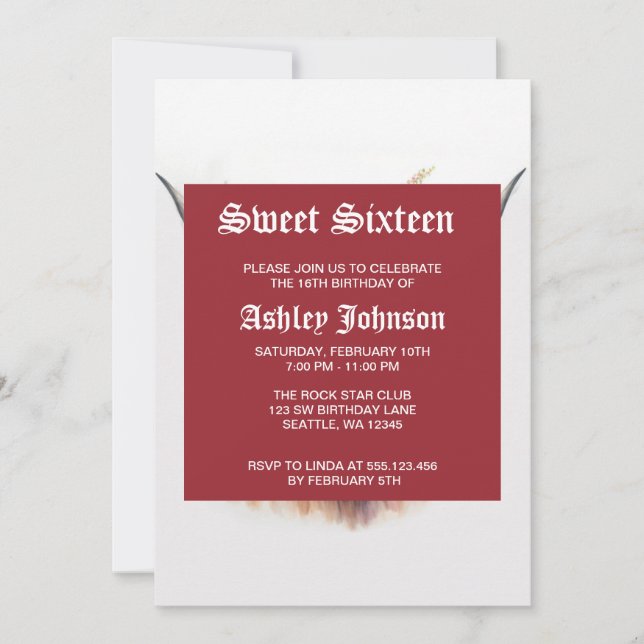 Highland Cow with Floral Crown Watercolor Illustra Einladung (Vorderseite)