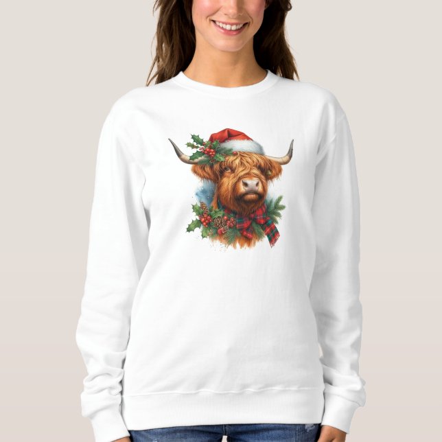 Highland Cow Women's Christmas Sweatshirt (Vorderseite)