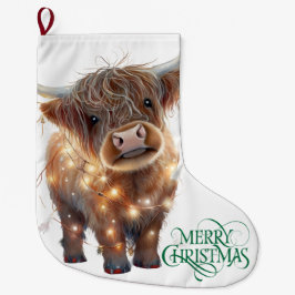 highland cow xmas Christmas Stocking Großer Weihnachtsstrumpf