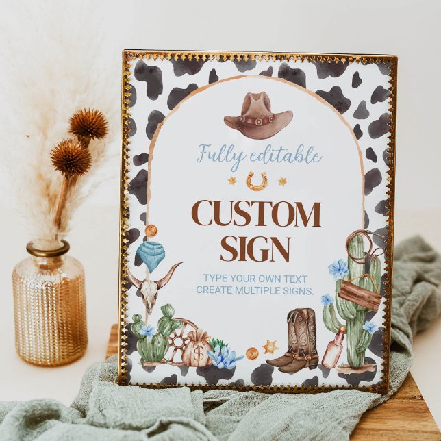 Highland Cowboy Birthday Party Table Sign Poster (Von Creator hochgeladen)