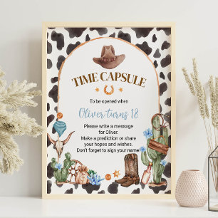 Highland Cowboy Birthday Time Capsule Zeichen Poster