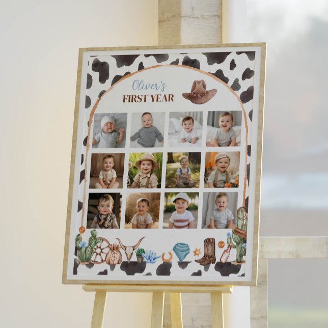 Highland Cowboy First Birthday Milestone Sign Poster (Von Creator hochgeladen)