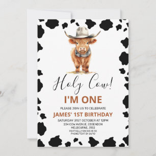 Highland Cowboy Hat Cow Kuh Print 1. Geburtstag Einladung