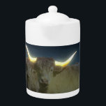 Highland Cows Glowing In The Dark, Teapot<br><div class="desc">Pictured are two Highland cows glowing in the dark</div>