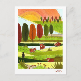 Highland Cows Hello Postcard Postkarte