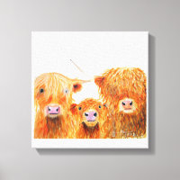 Highland Cows 'We 3 Coos' Box Canvas Print