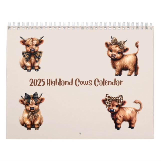 Highland Cows with Bows 2025 Calendar Kalender (Titelbild)