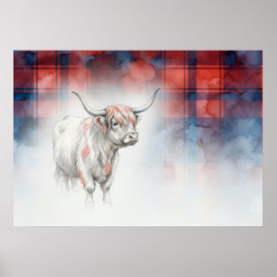 Highland-Cuh-Rot-Tartan-Plakat Poster