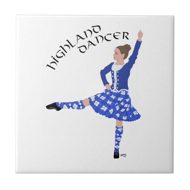 Highland Dancer in Blue Fliese (Vorderseite)