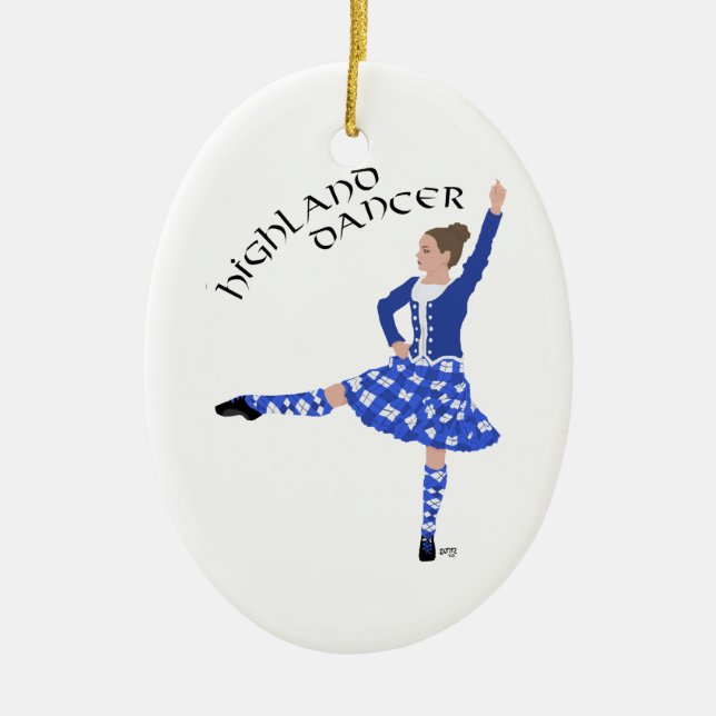 Highland Dancer in Blue Keramik Ornament (Vorne)
