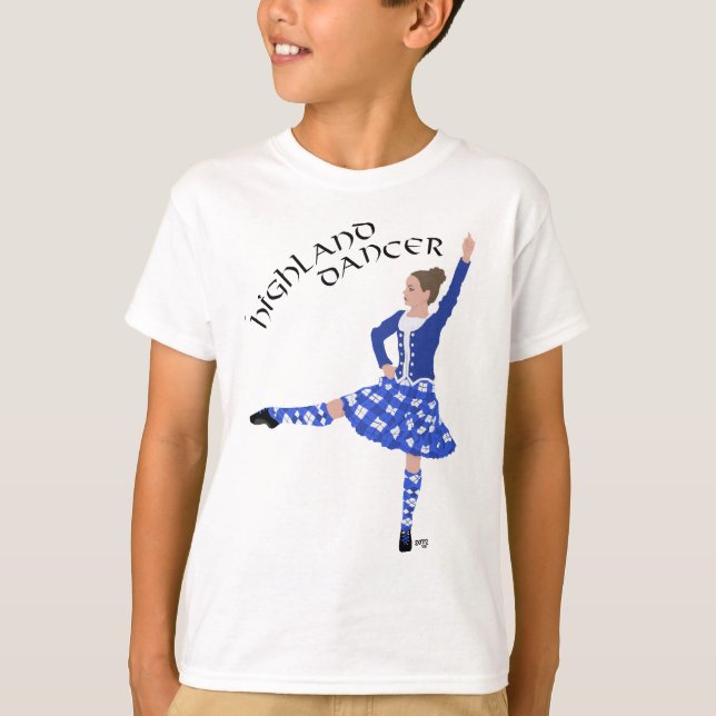 Highland Dancer in Blue T-Shirt (Vorderseite)