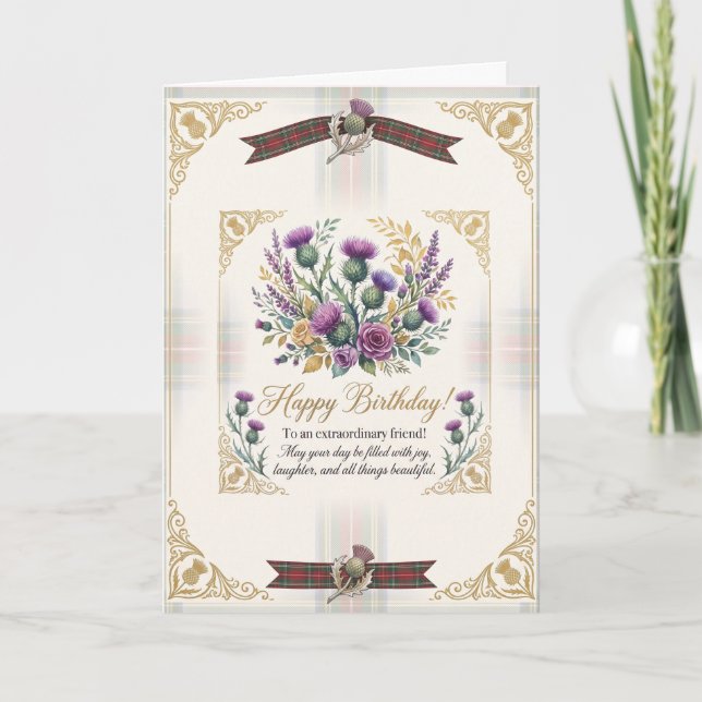 Highland Distel Geburtstag Karte (Vorderseite)