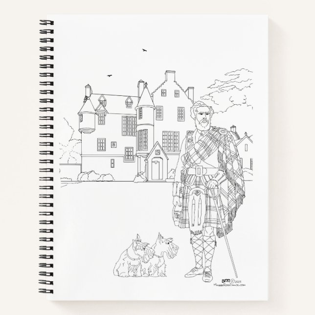Highland Gent with Scottie Dogs Spiral Notebook Notizbuch (Vorderseite)