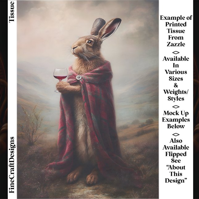 Highland Hare, Red Tartan Cloak EG8L Decoupage Seidenpapier (Von Creator hochgeladen)