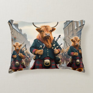 Highland-Harmonie: Dudelsack-Hochlandkuh-Band Dekokissen
