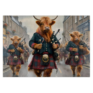 Highland Harmony: Bagpipe Highland Cow Band Schneidebrett