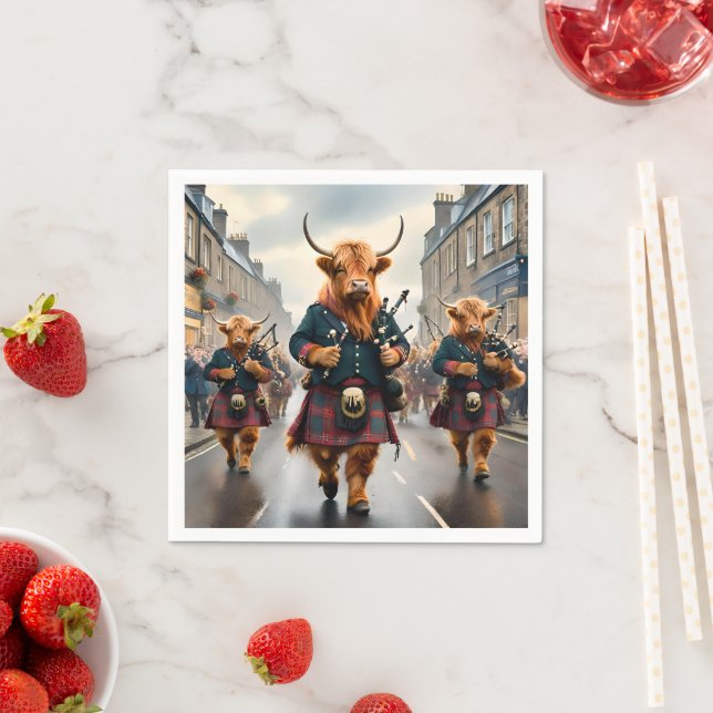 Highland Harmony: Bagpipe Highland Cow Band Serviette (Beispiel)
