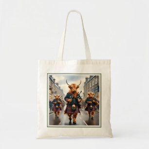 Highland Harmony: Bagpipe Highland Cow Band Tragetasche