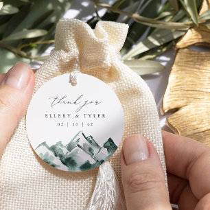 Highland Hochzeit des Wasserfarbengebirges Danke Geschenkanhänger