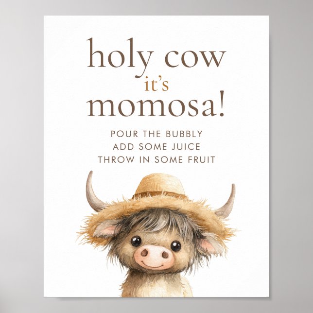 Highland Holy Cow Momosa Baby Shower Poster (Vorne)