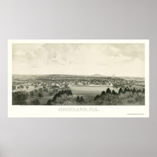 Highland, IL Panoramic Karte - 1894 Poster