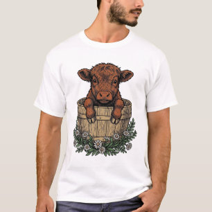 Highland-Kalb-Shirt Vintage Daisy Bucket Art T-Shirt