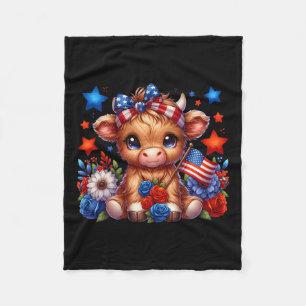 Highland Kuh 4. Juli floral USA Patriotische Kuh Fleecedecke