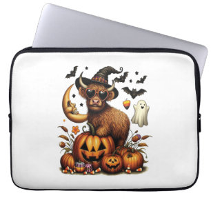 Highland-Kuh auf Kürbis-Halloween Laptopschutzhülle