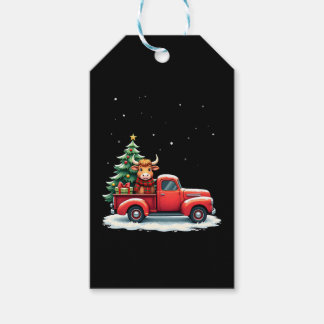 Highland-Kuh auf LKW-Bauernhof-Landwirt-Weihnachts Geschenkanhänger