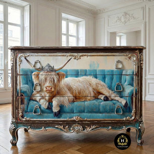 Highland-Kuh auf Sofa-Möbeln Decoupage Seidenpapier