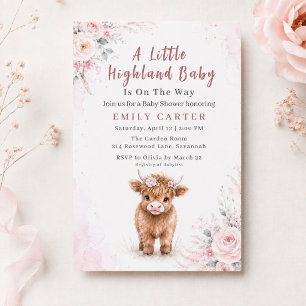 Highland-Kuh-Baby-Mädchen-Baby-Party Einladung
