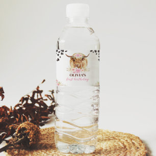 Highland Kuh Birthday Party Water Flasche Label Wasserflaschenetikett