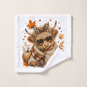 Highland-Kuh Coquette Kürbis-Gewürz Herbst Waschlappen