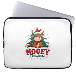 Highland-Kuh-Färse-Santa-Hut-Mooey-Weihnachtsbaum Laptopschutzhülle